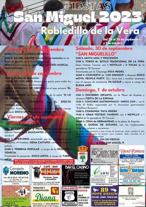Fiestas de San Miguel 2023 Robledillo de la Vera
